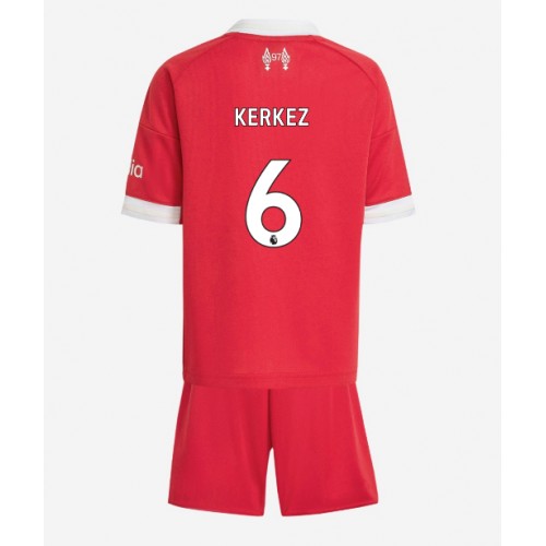 Stroje piłkarskie Liverpool Milos Kerkez #6 Koszulka Podstawowej dla dzieci 2025-26 Krótki Rękaw (+ szorty)